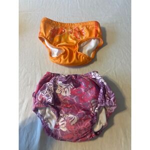 Swim Diaper Bundle Baby 6-24M Orange Purple Ruffle Fish